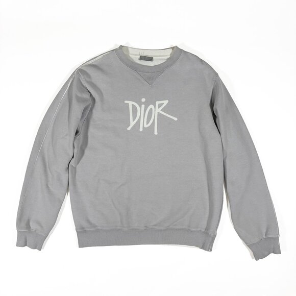 DIOR x Stussy Crewneck Sweatshirt Grey Size M SS21 - Picture 1 of 10